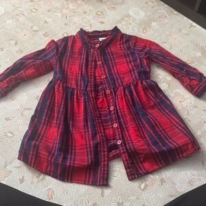 OshKosh B'gosh Red and Navy Plaid Button Down Shirt